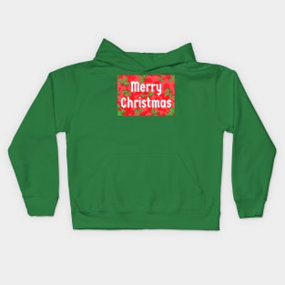 Merry Christmas Red Peppermint and Holly Berries Kids Hoodie